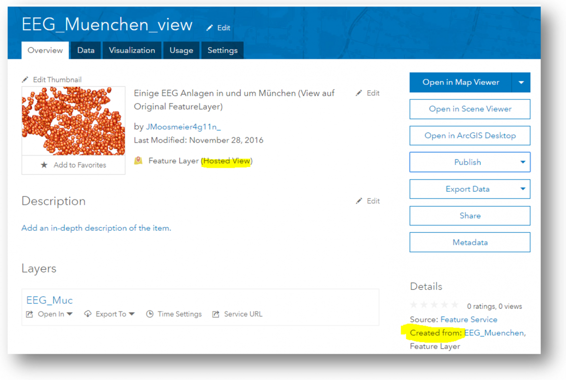 Preview: Views für Hosted Feature Layer in ArCGIS Online 4.4 (Dezember ...