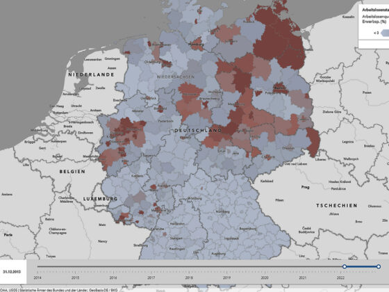 Arbeitslosenstatistik und Zeitschieberegler im Map Viewer von Esri