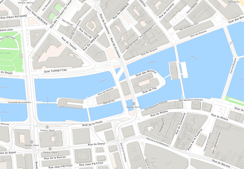 Genf in der LV95 Swiss Navigation Map