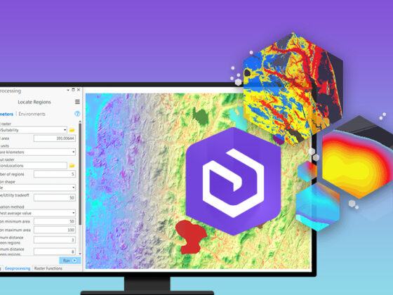 GIS-Anwendung auf einem Bildschirm mit ArcGIS Enterprise