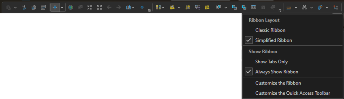 Vereinfachtes Menüband in ArcGIS Pro 3.4
