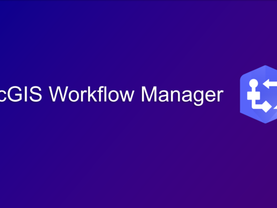 Titelgrafik mit der Aufschrift „ArcGIS Workflow Manager“ auf violettem Hintergrund und zugehörigem Workflow-Icon.
