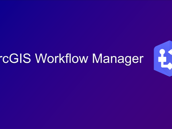 Titelgrafik mit der Aufschrift „ArcGIS Workflow Manager“ auf violettem Hintergrund und zugehörigem Workflow-Icon.